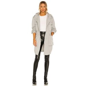 Norma Kamali Light Gray Sweatshirt Hooded Cargo Jacket Small